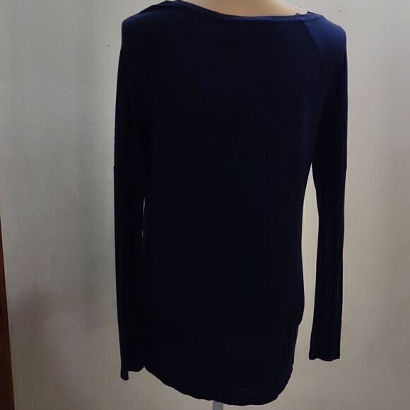 Attention Women's size M  Top Navy Pink Rose‎ Spanish English Long Sleeve - Picture 4 of 7